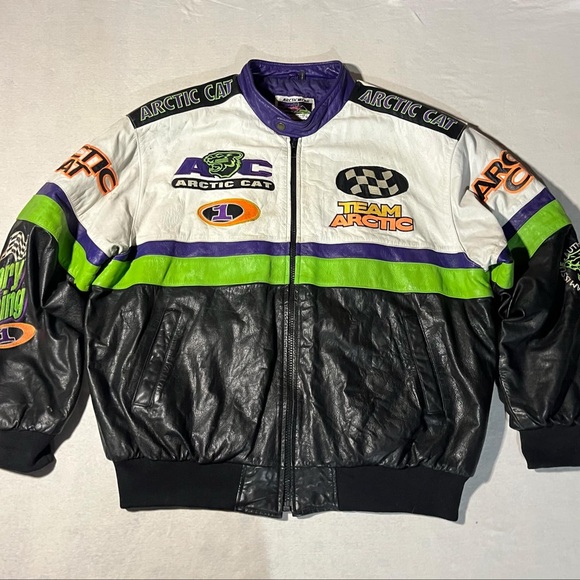 SOLD‼️‼️‼️‼️‼️Arctic Cat Racing Jacket - Black, White, Green, Purple - Picture 1 of 7